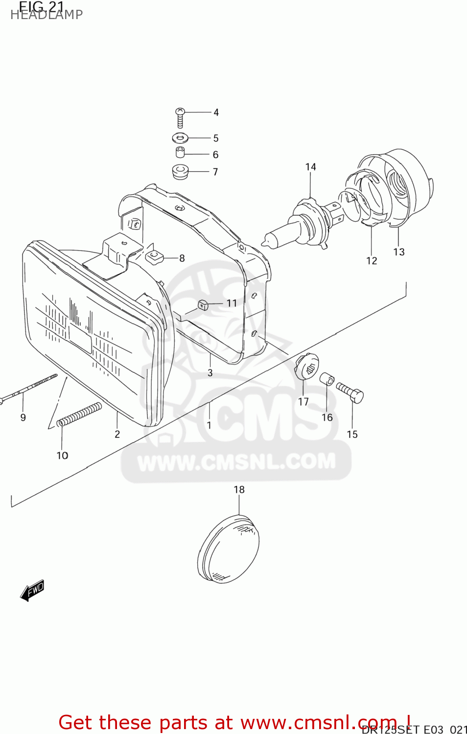 HEADLAMP DR125SE 1995 (S) USA (E03)