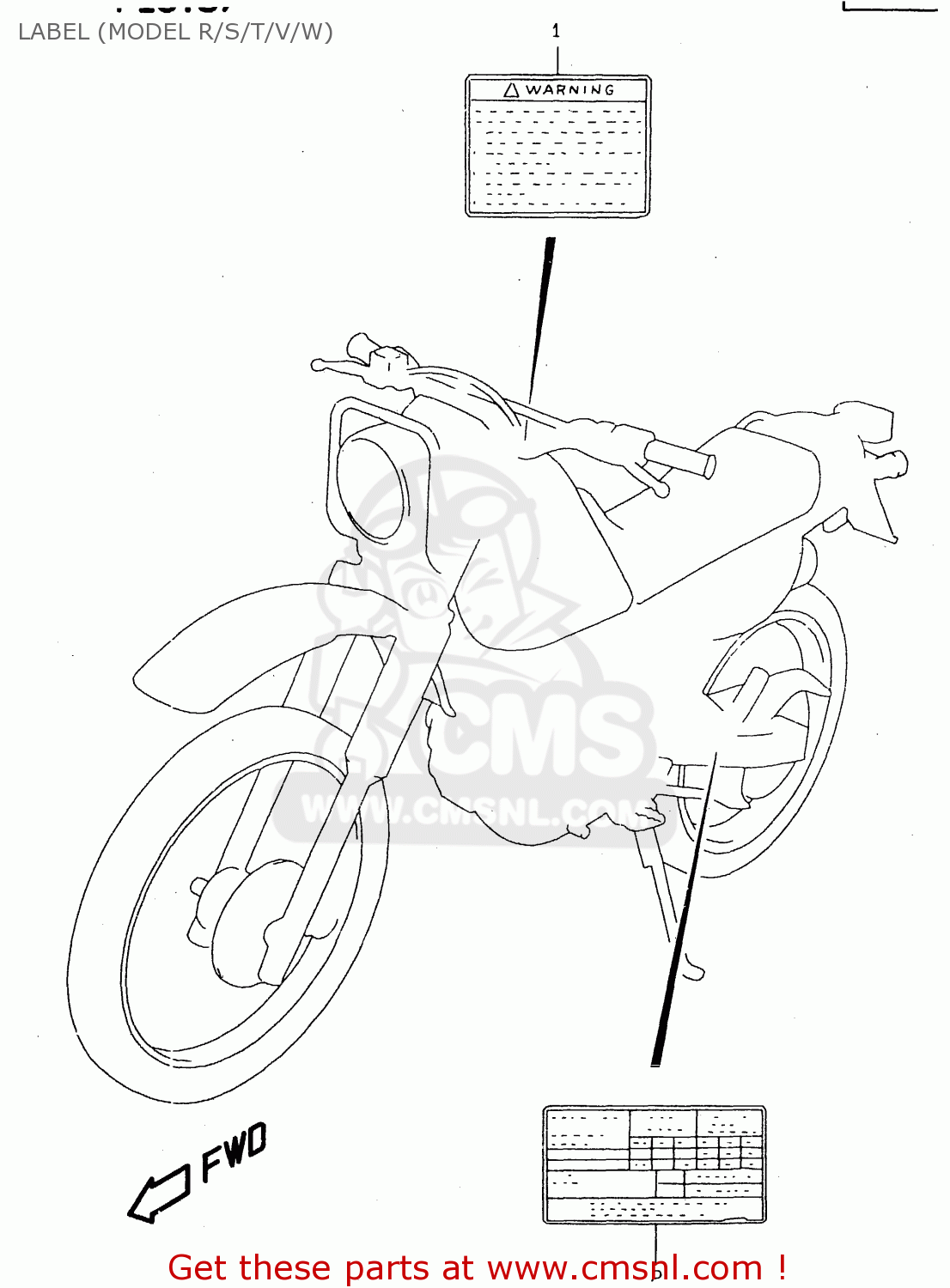 LABEL (MODEL R/S/T/V/W) DR125SE 1996 (T) FRANCE GERMANY (E04 E22)