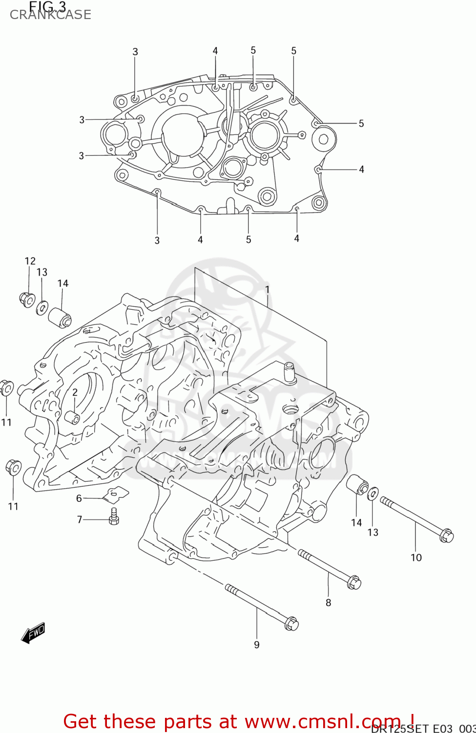 CRANKCASE DR125SE 1996 (T) USA (E03)