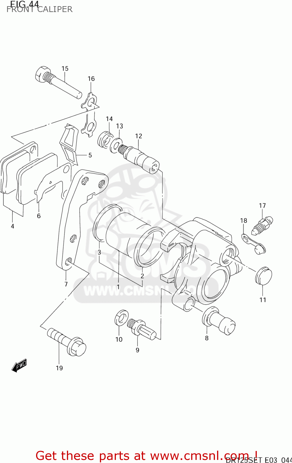 FRONT CALIPER DR125SE 1996 (T) USA (E03)