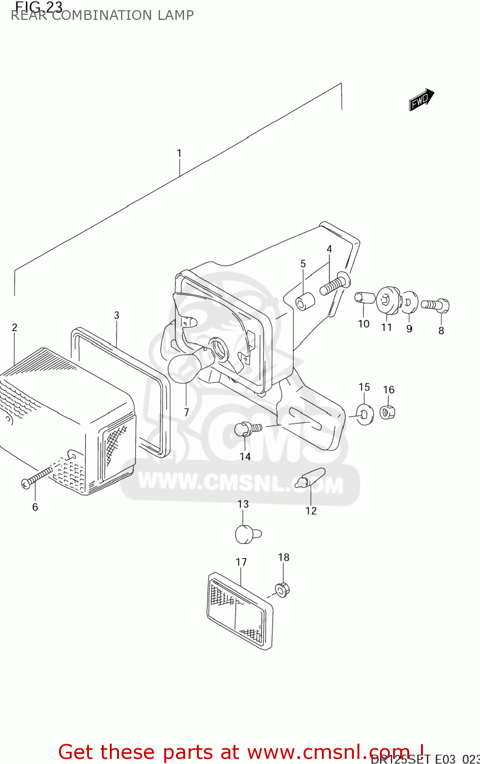 REAR COMBINATION LAMP DR125SE 1996 (T) USA (E03)