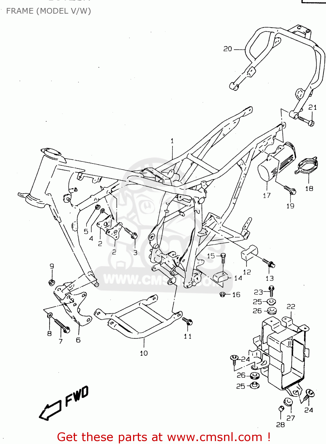 FRAME (MODEL V/W) DR125SE 1997 (V) FRANCE GERMANY ITALY (E04 E22 E34)