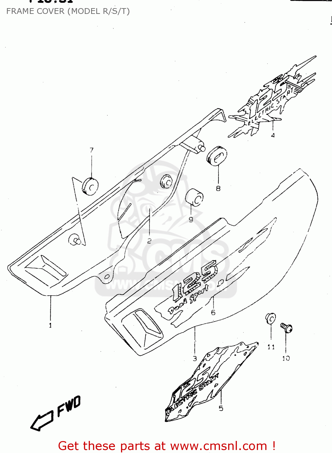FRAME COVER (MODEL R/S/T) DR125SE 1997 (V) FRANCE GERMANY ITALY (E04 E22 E34)