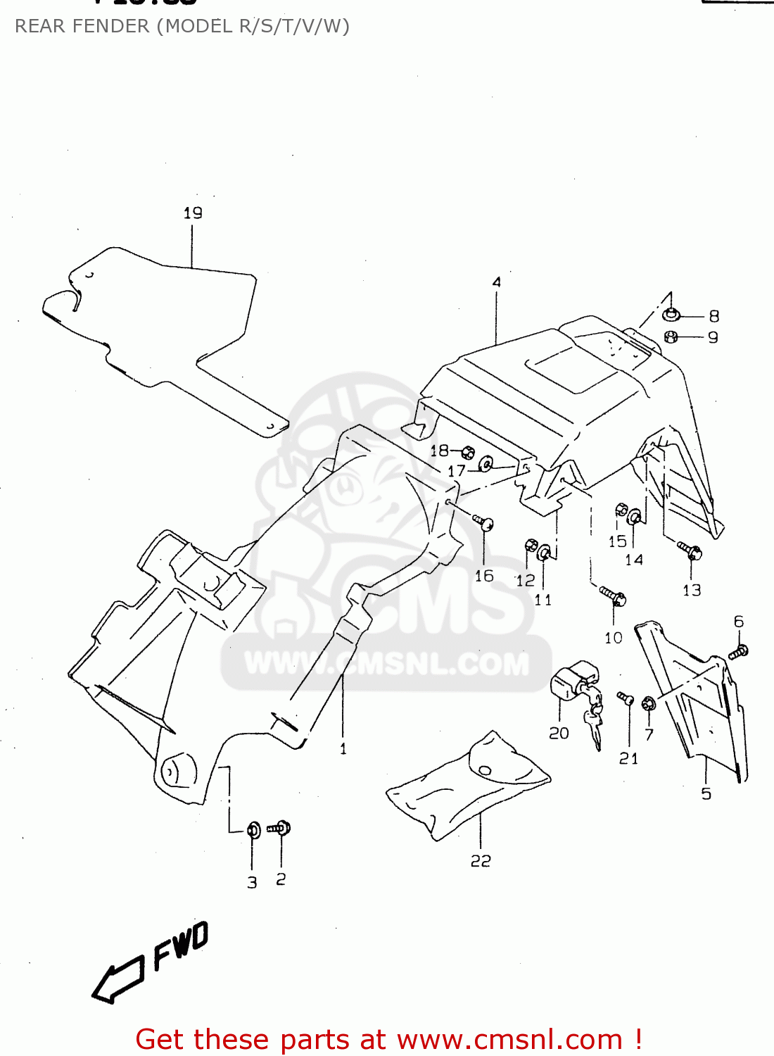 REAR FENDER (MODEL R/S/T/V/W) DR125SE 1997 (V) FRANCE GERMANY ITALY (E04 E22 E34)