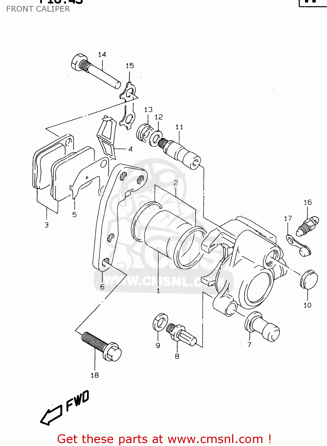 FRONT CALIPER DR125SE 1997 (V) FRANCE GERMANY ITALY (E04 E22 E34)