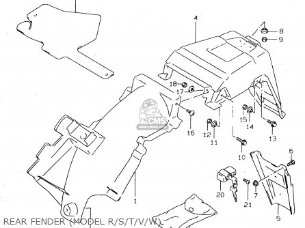 REAR FENDER (MODEL R/S/T/V/W) - DR125SE 1997 (V) FRANCE GERMANY ITALY (E04 E22 E34)