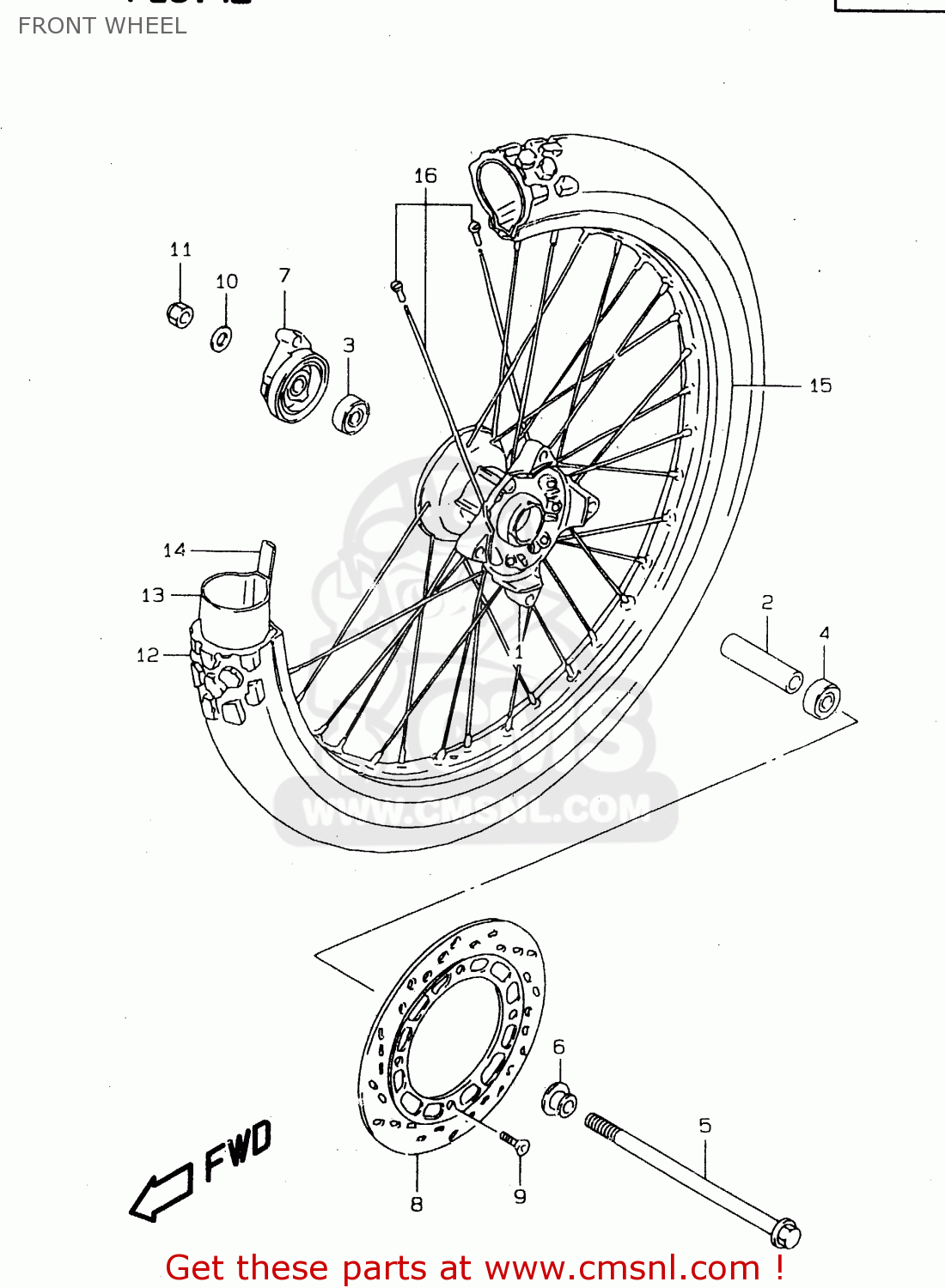 FRONT WHEEL DR125SE 1998 (W) (E04 E18 E22 E34)