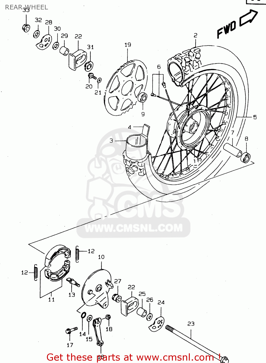 REAR WHEEL DR125SE 2000 (Y)
