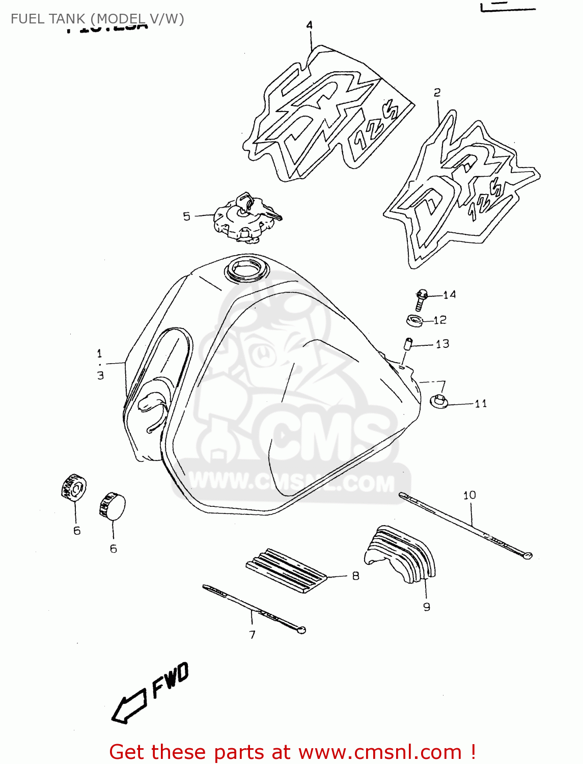 FUEL TANK (MODEL V/W) DR125SEU 1997 (V) GERMANY (E22)