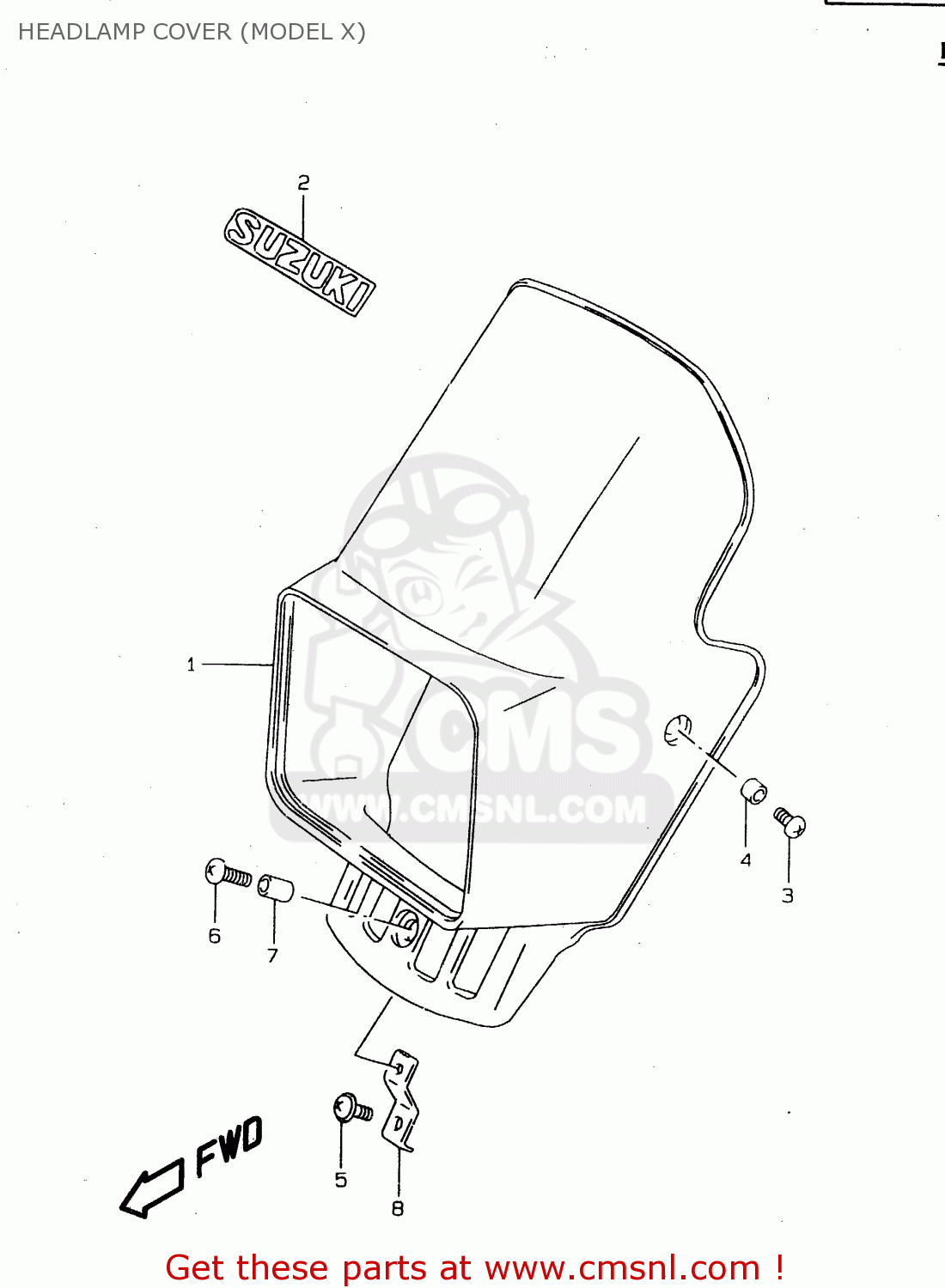 HEADLAMP COVER (MODEL X) DR125SEU 1997 (V) GERMANY (E22)