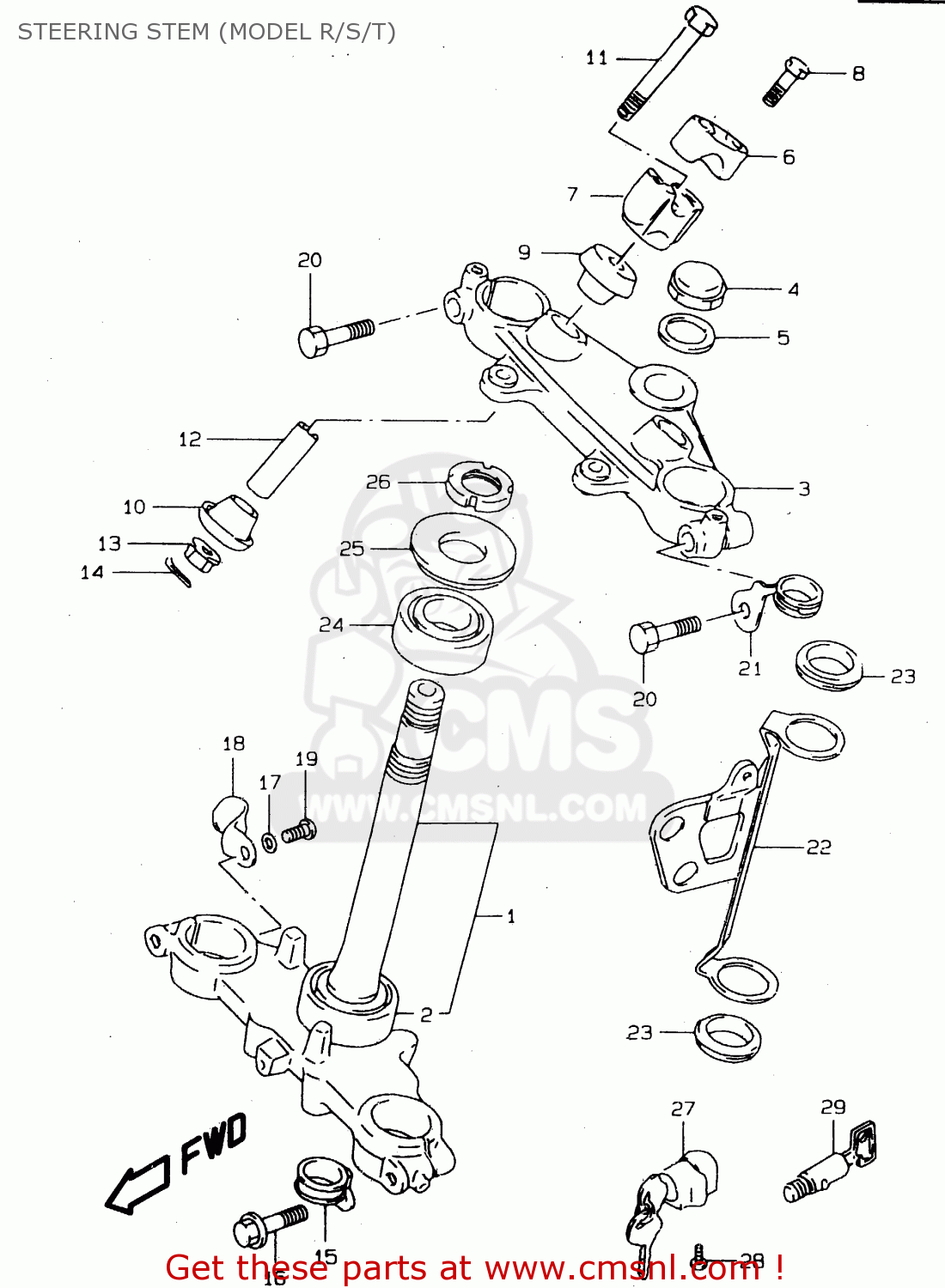 STEERING STEM (MODEL R/S/T) DR125SEU 1997 (V) GERMANY (E22)