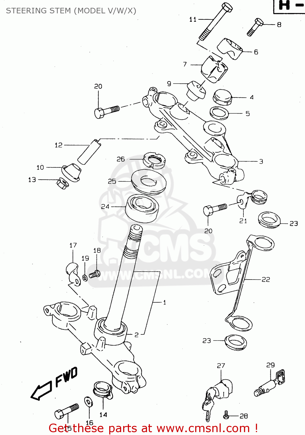 STEERING STEM (MODEL V/W/X) DR125SEU 1997 (V) GERMANY (E22)