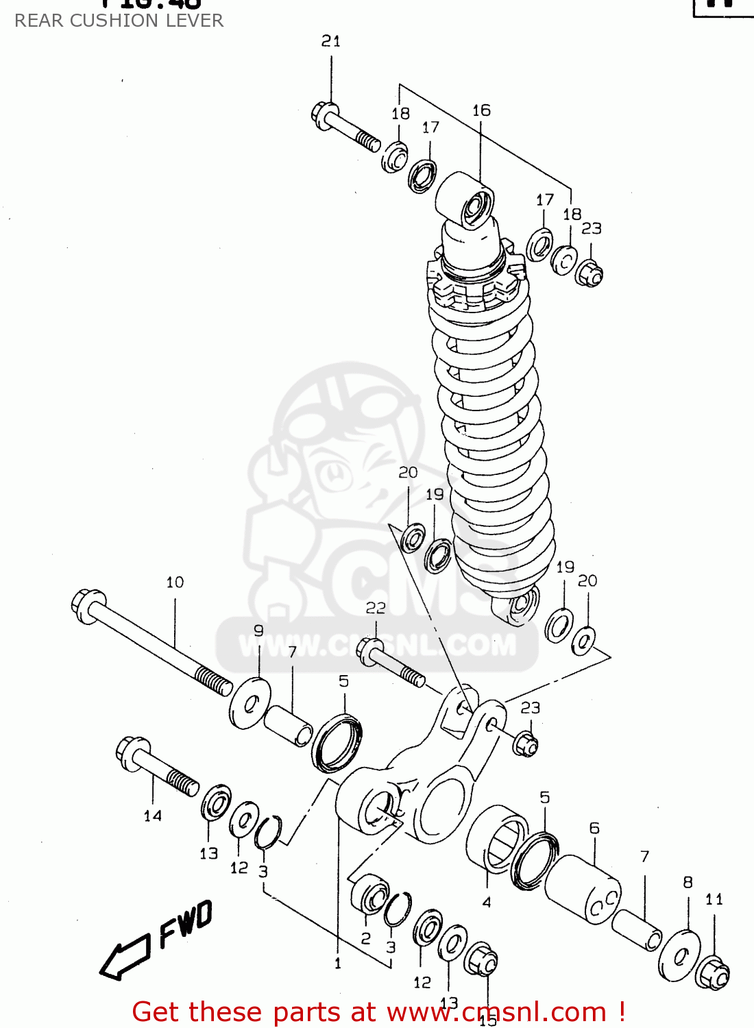 REAR CUSHION LEVER DR125SEU 1999 (X) GERMANY (E22)