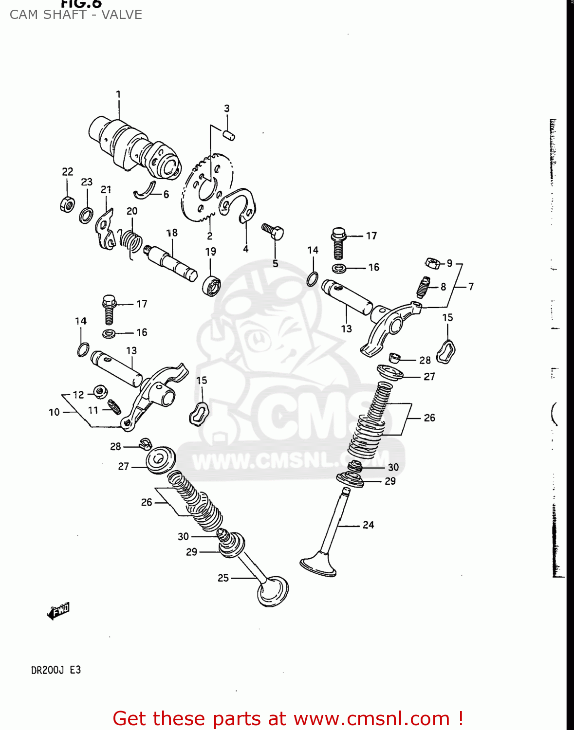 CAM SHAFT - VALVE DR200 1986 (G) USA (E03)