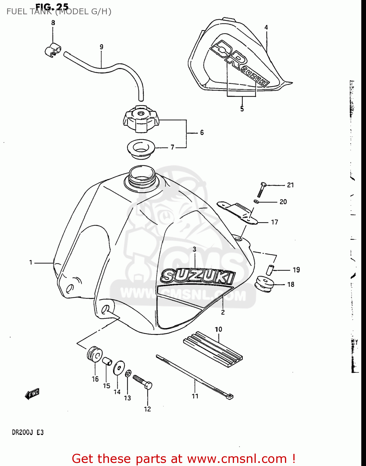 FUEL TANK (MODEL G/H) DR200 1986 (G) USA (E03)