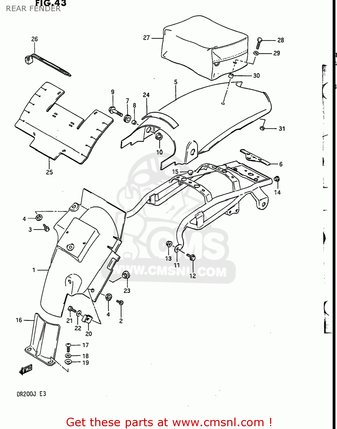 REAR FENDER DR200 1986 (G) USA (E03)