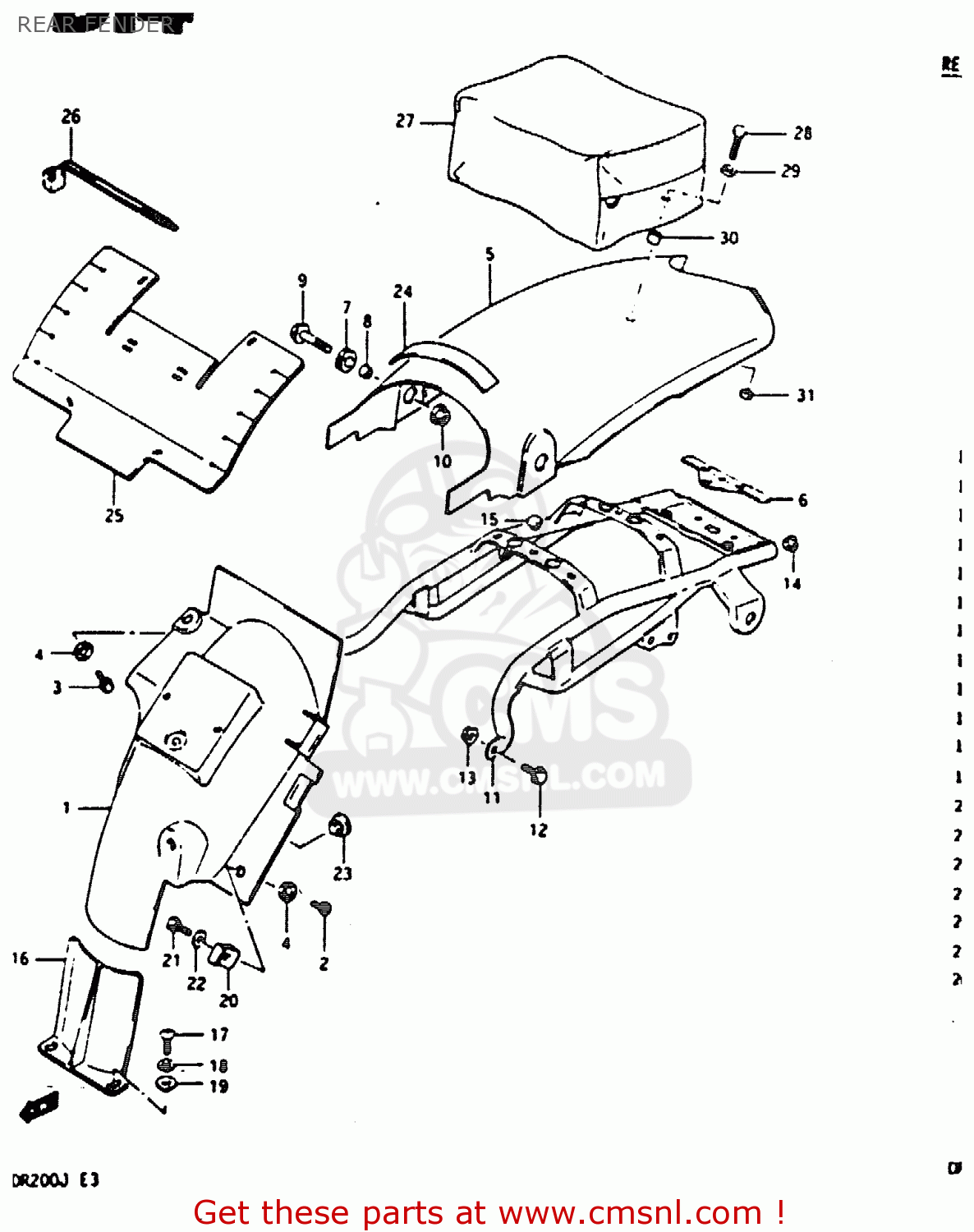 REAR FENDER DR200 1986 (G)