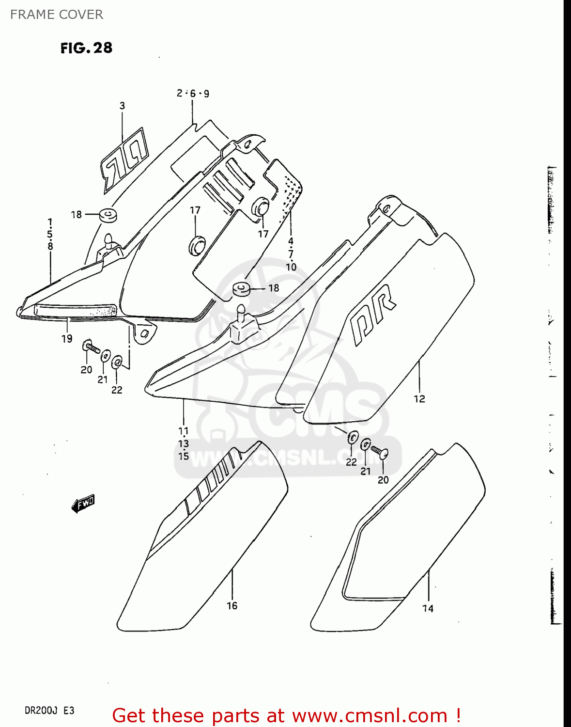 Suzuki DR200 1987 (H) USA (E03) FRAME COVER - buy original FRAME COVER ...