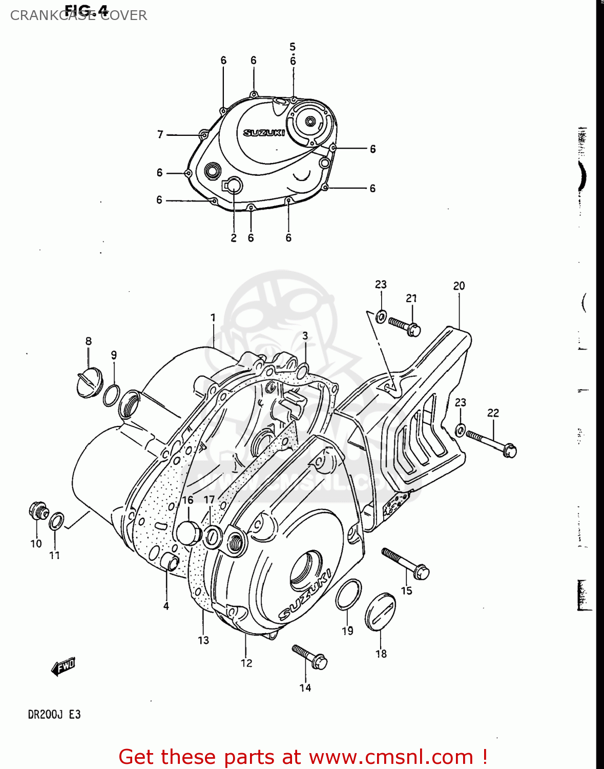 CRANKCASE COVER DR200 1987 (H) USA (E03)