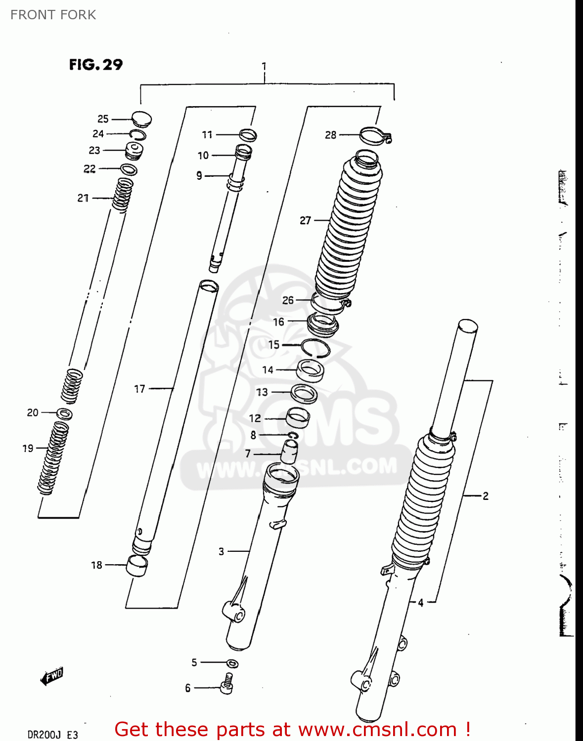 FRONT FORK DR200 1987 (H) USA (E03)
