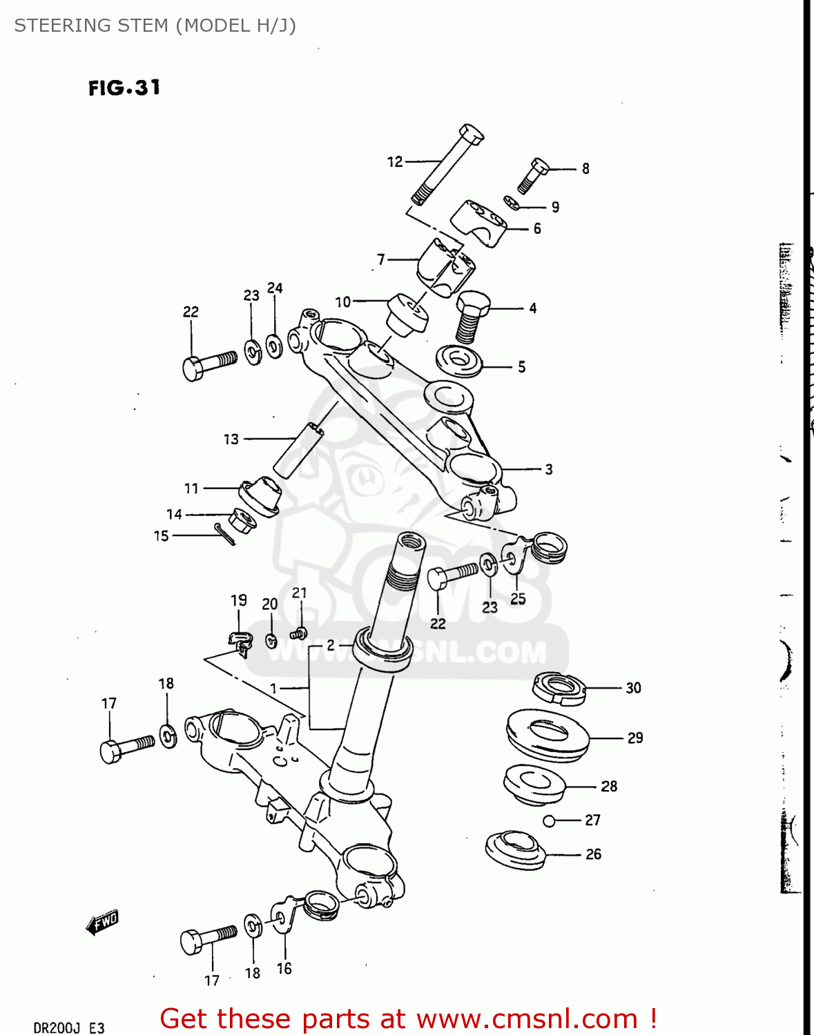 STEERING STEM (MODEL H/J) DR200 1987 (H) USA (E03)