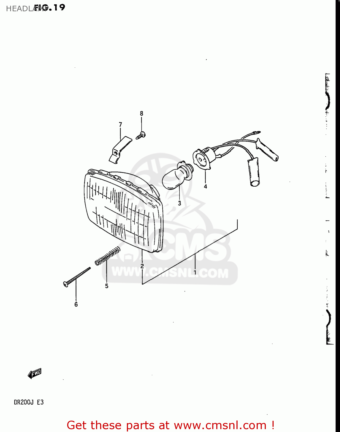 HEADLAMP DR200 1988 (J) USA (E03)