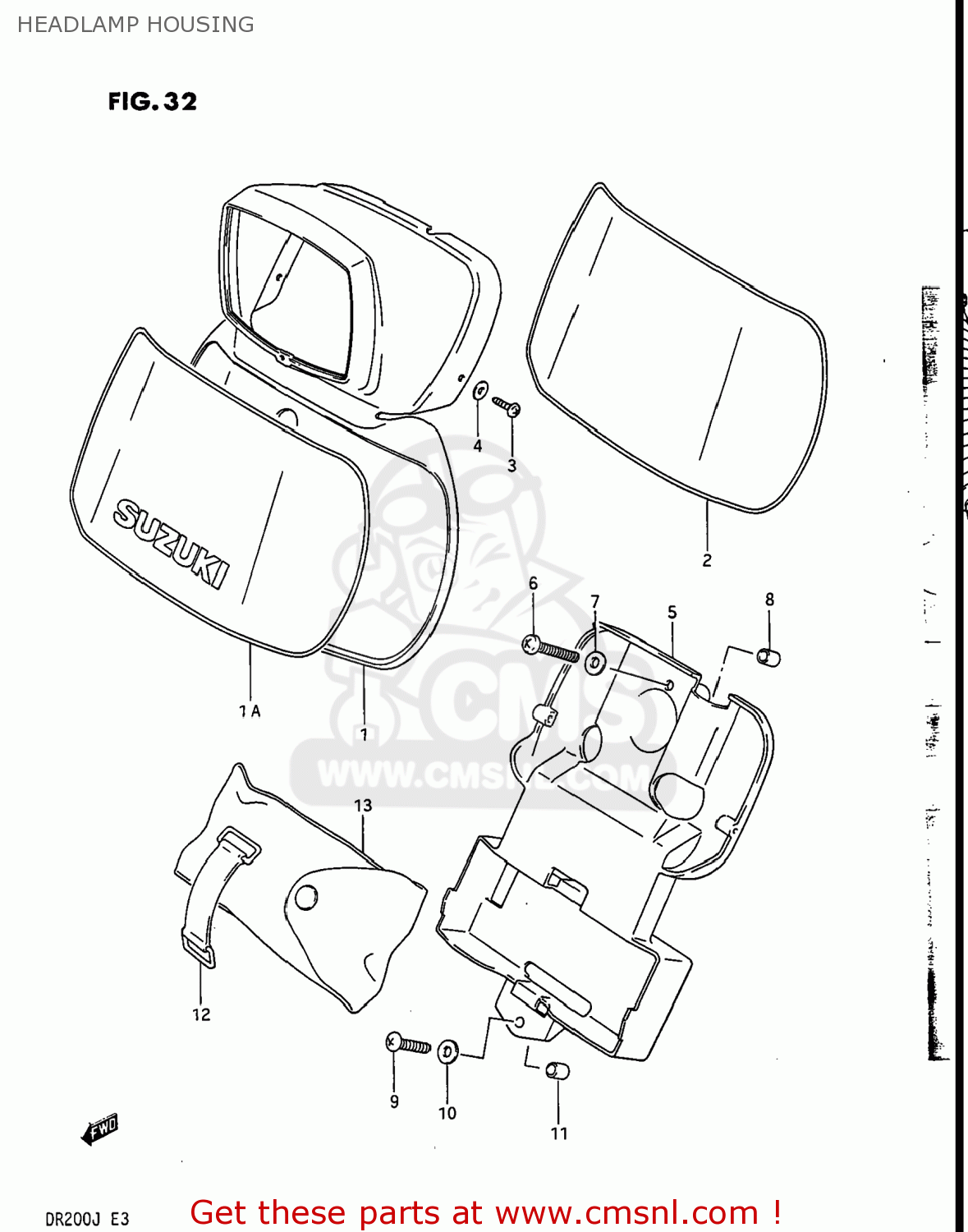 HEADLAMP HOUSING DR200 1988 (J) USA (E03)