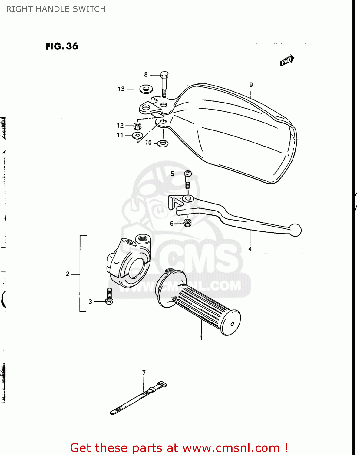 RIGHT HANDLE SWITCH DR200 1988 (J) USA (E03)