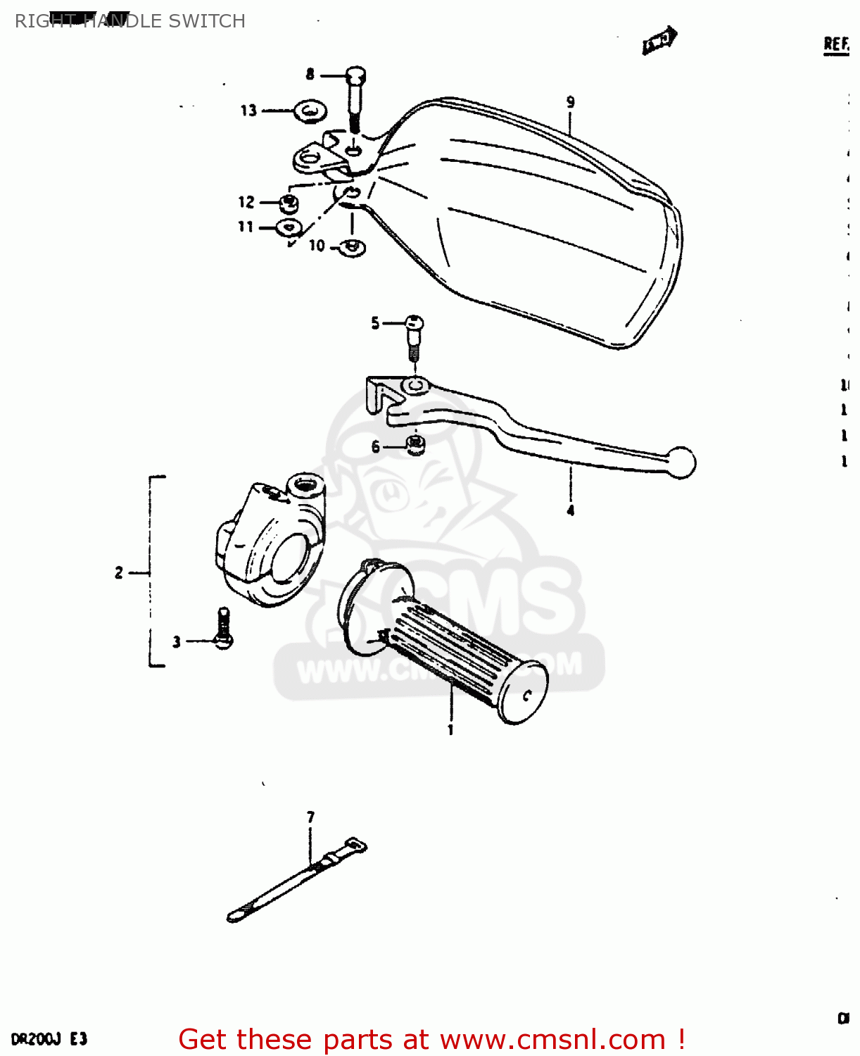 RIGHT HANDLE SWITCH DR200 1988 (J)