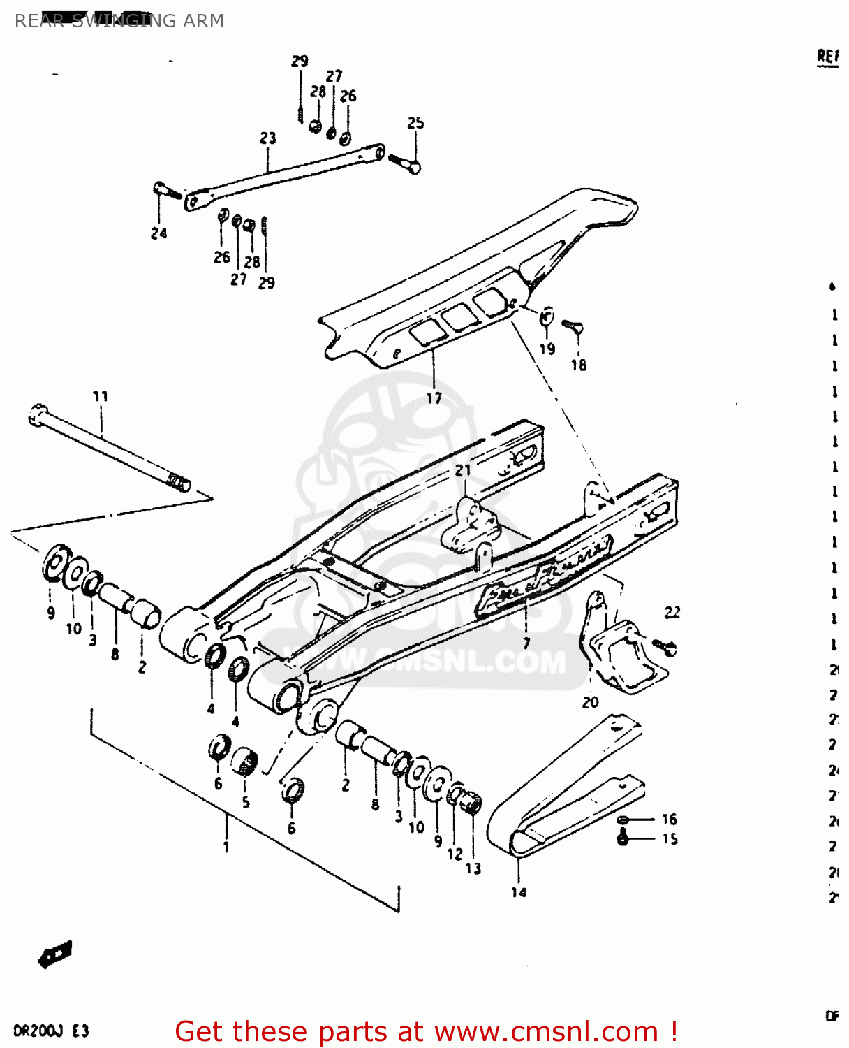 REAR SWINGING ARM DR200 1988 (J)