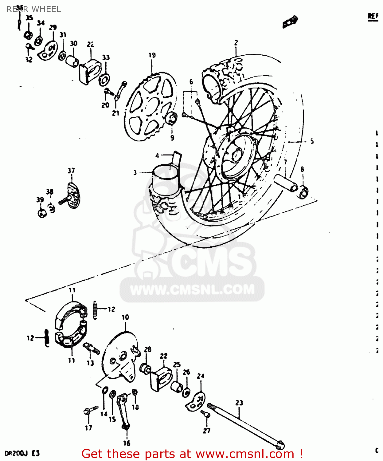 REAR WHEEL DR200 1988 (J)