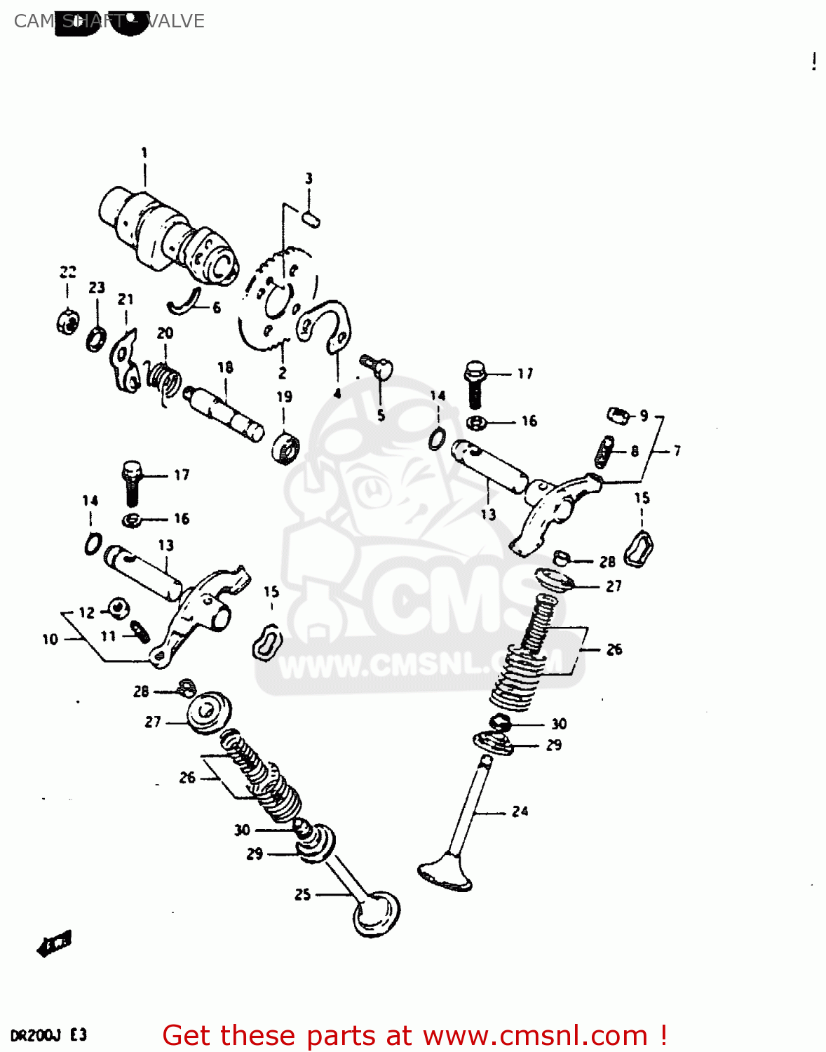 CAM SHAFT - VALVE DR200 1988 (J)