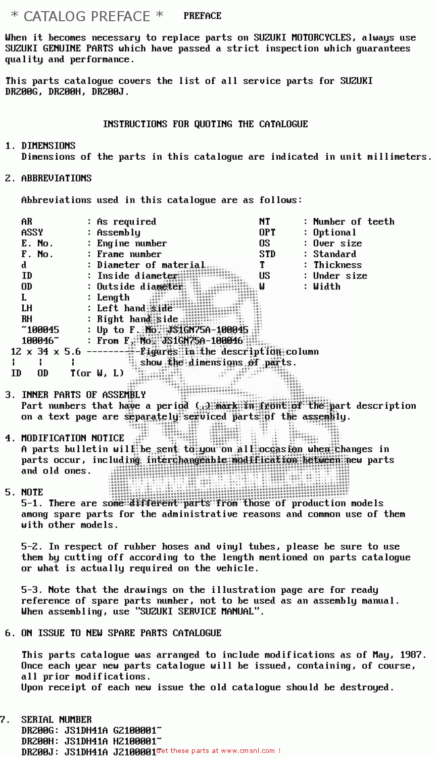 * CATALOG PREFACE * DR200 1988 (J)