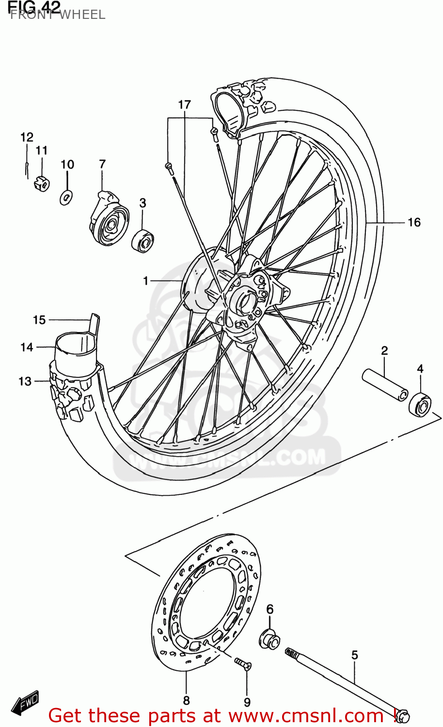 FRONT WHEEL DR200SE 1996 (T) USA (E03)