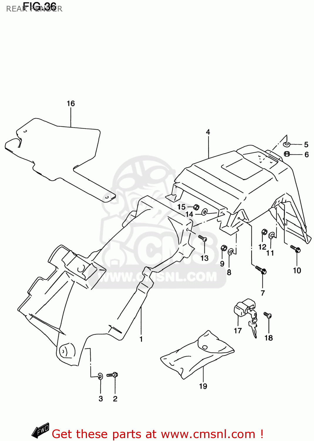 REAR FENDER DR200SE 1996 (T) USA (E03)