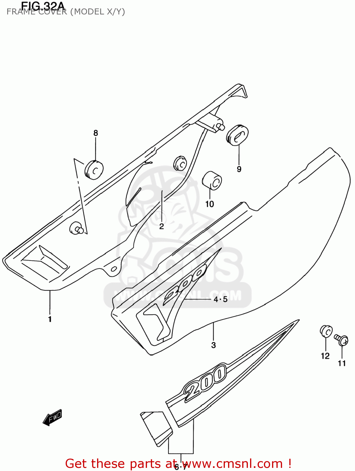 FRAME COVER (MODEL X/Y) DR200SE 1998 (W) USA (E03)