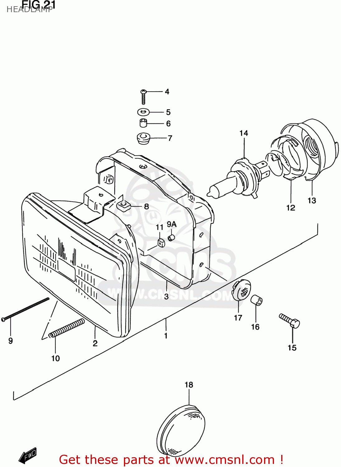 HEADLAMP DR200SE 1999 (X) USA (E03)