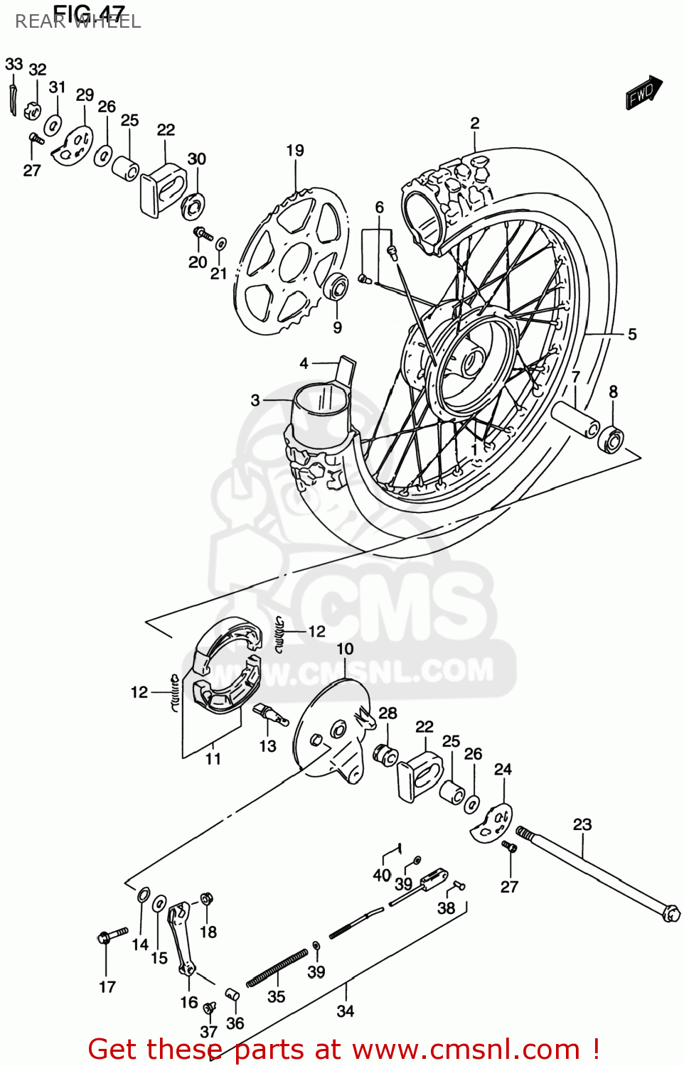 REAR WHEEL DR200SE 1999 (X) USA (E03)