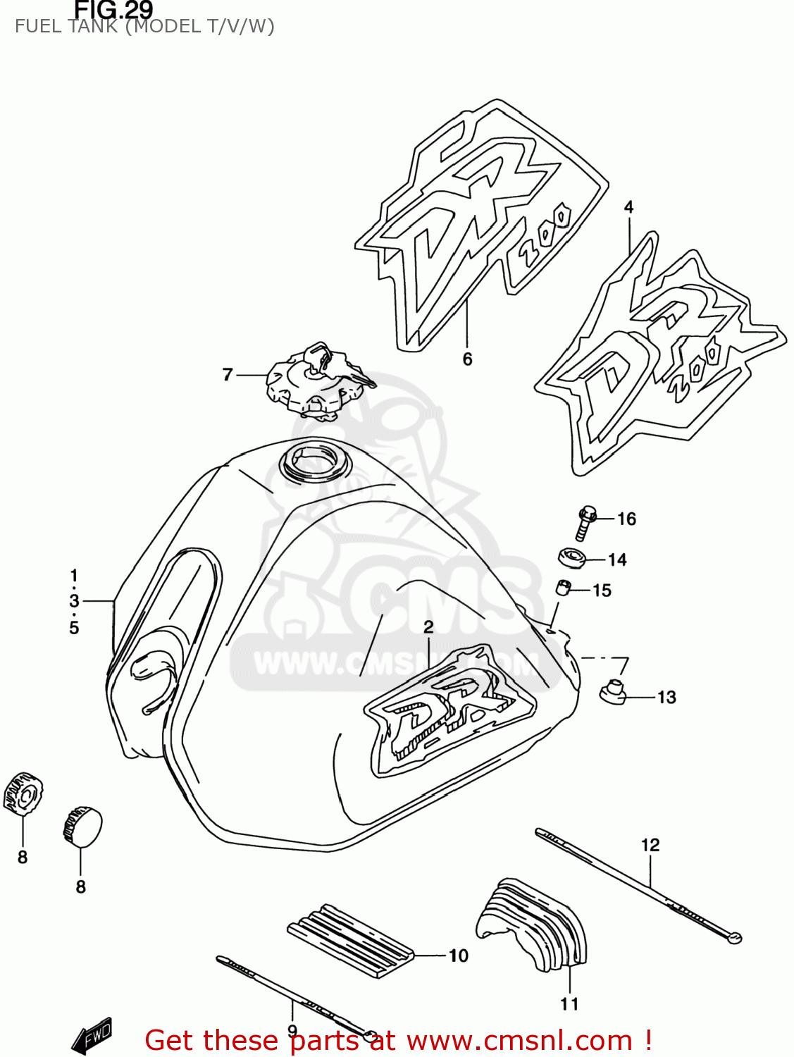 FUEL TANK (MODEL T/V/W) DR200SE 2000 (Y) USA (E03)