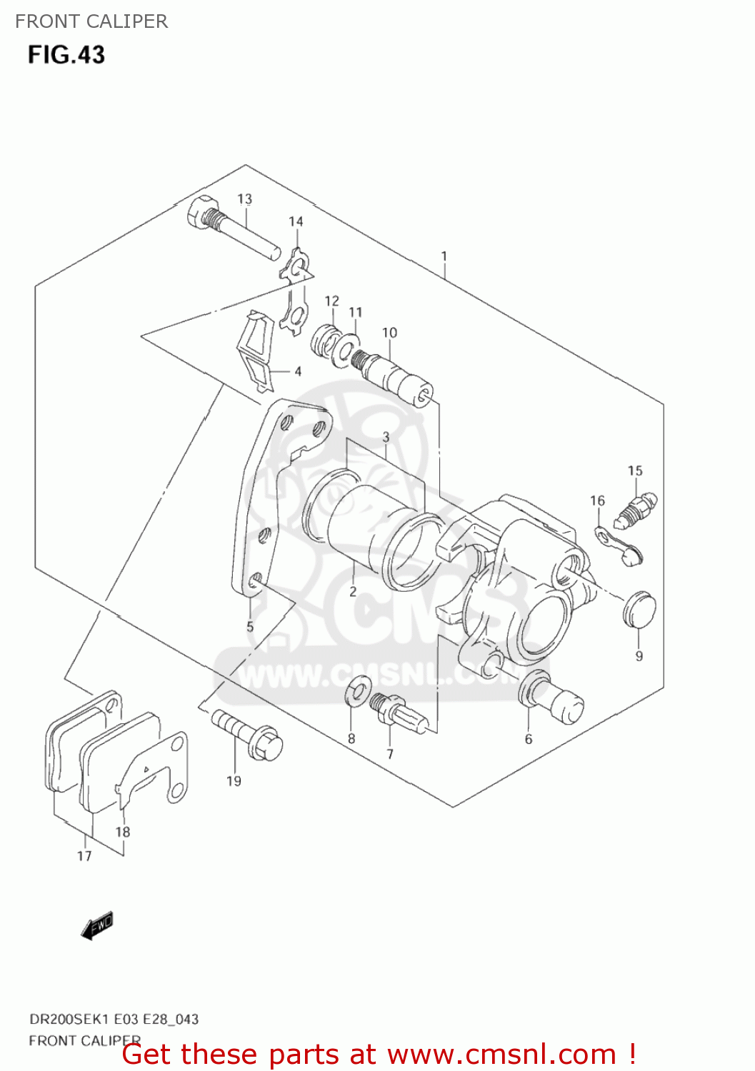FRONT CALIPER DR200SE 2001 (K1) USA (E03)