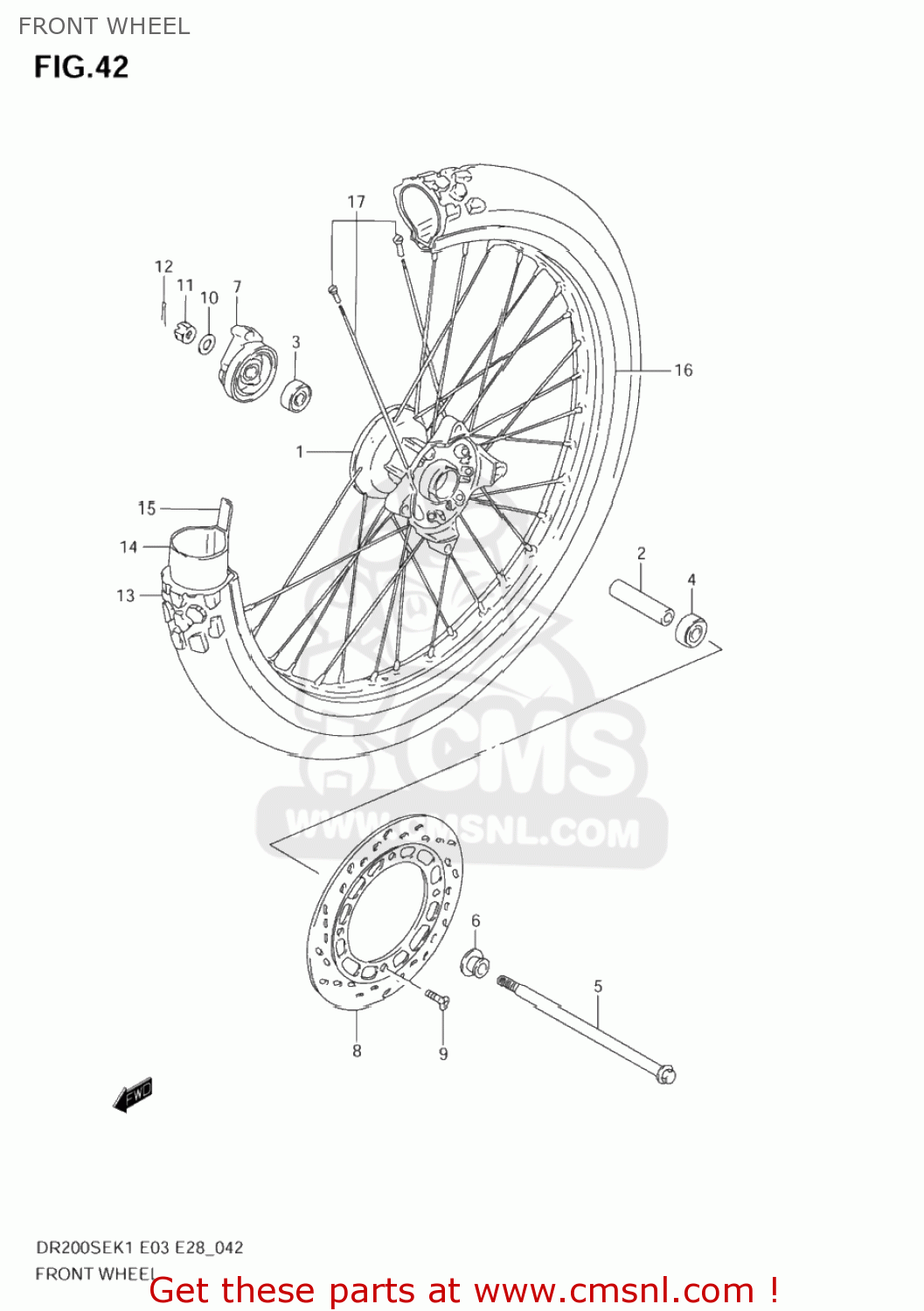 FRONT WHEEL DR200SE 2001 (K1) USA (E03)