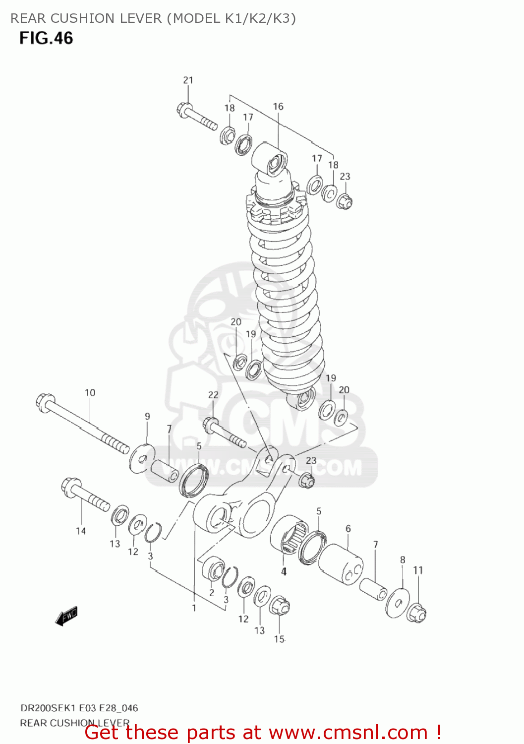 REAR CUSHION LEVER (MODEL K1/K2/K3) DR200SE 2001 (K1) USA (E03)