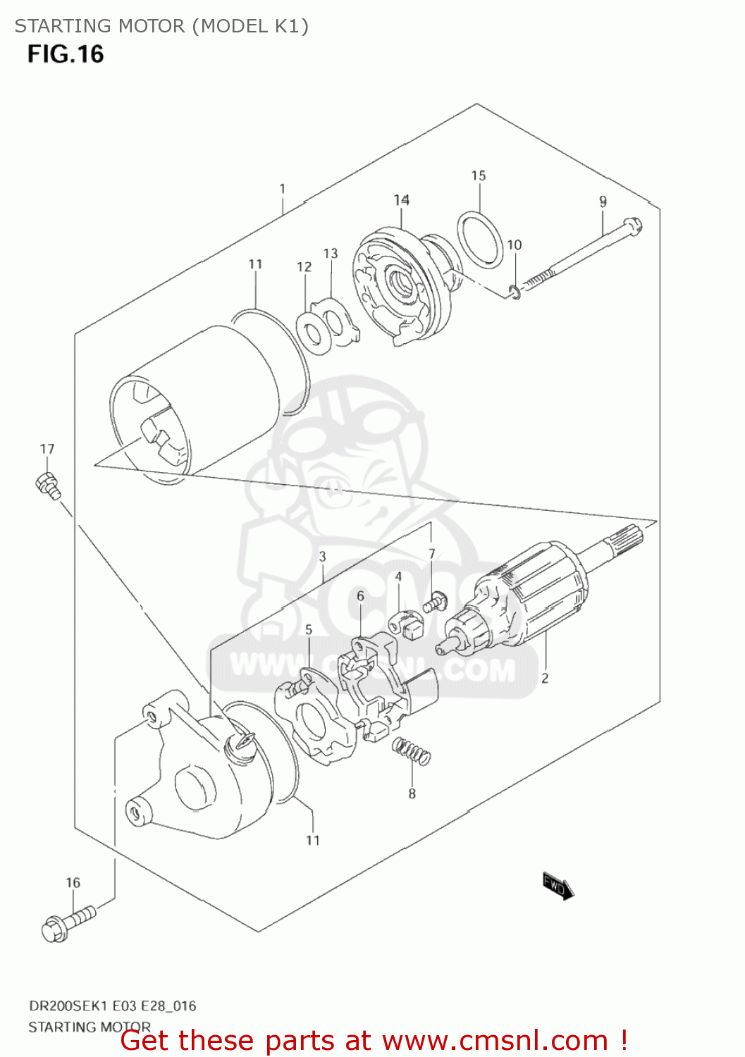 STARTING MOTOR (MODEL K1) DR200SE 2001 (K1) USA (E03)