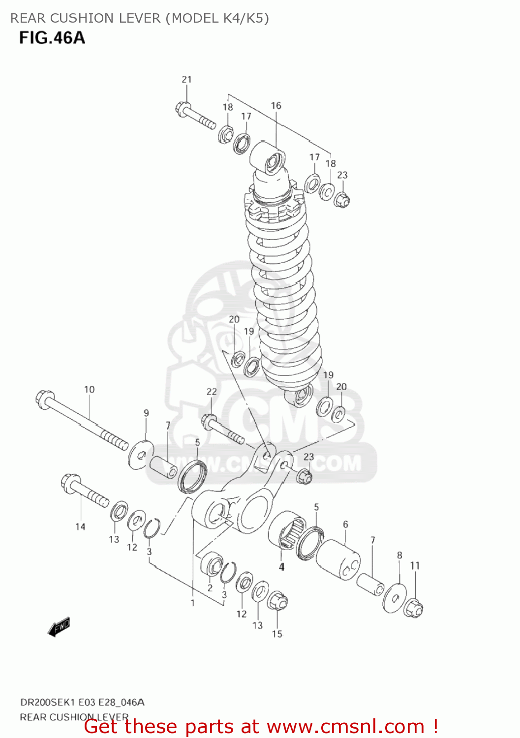REAR CUSHION LEVER (MODEL K4/K5) DR200SE 2002 (K2) USA (E03)