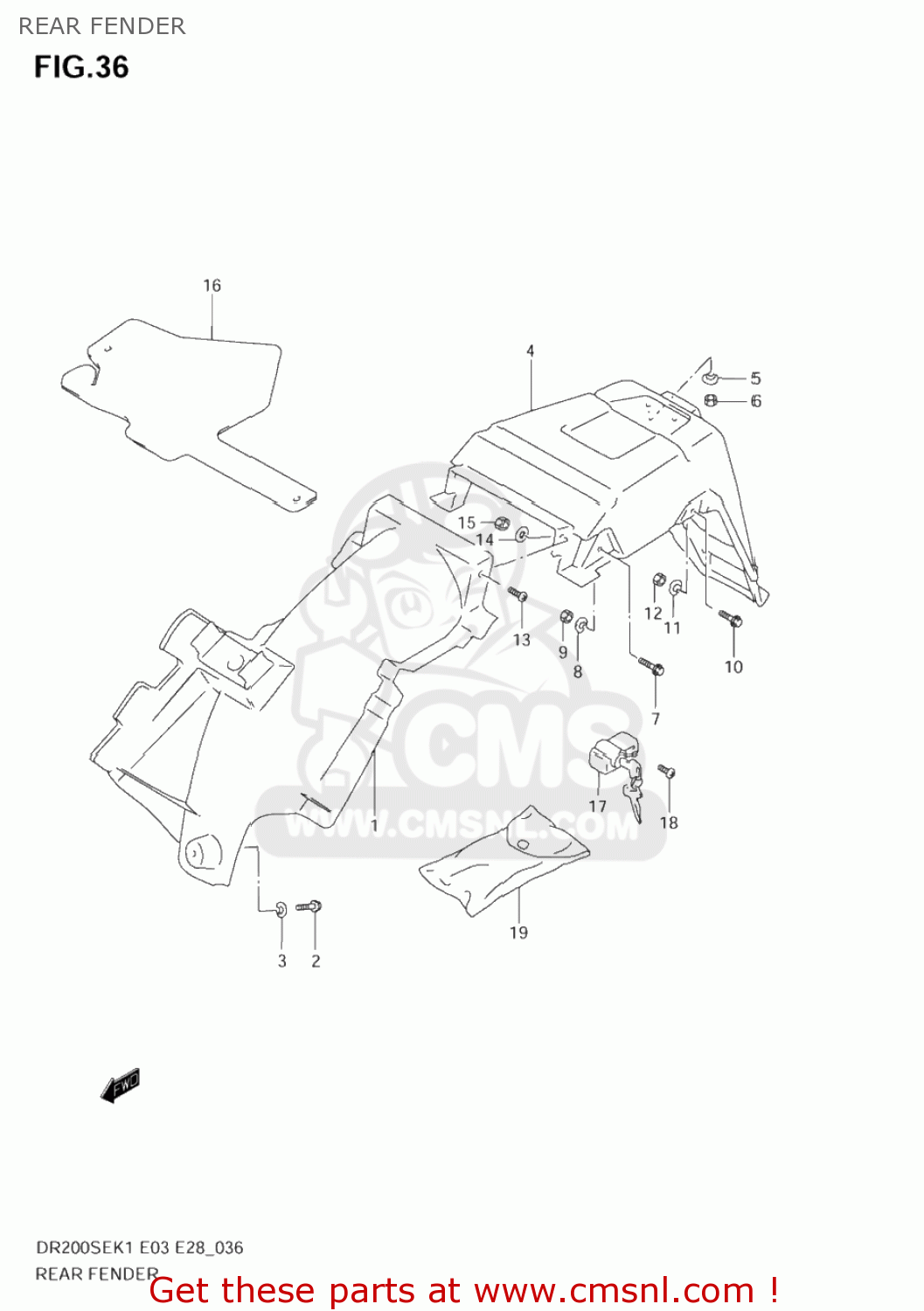 REAR FENDER DR200SE 2002 (K2) USA (E03)