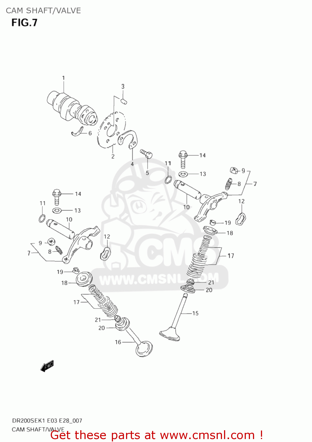 CAM SHAFT/VALVE DR200SE 2003 (K3) USA (E03)