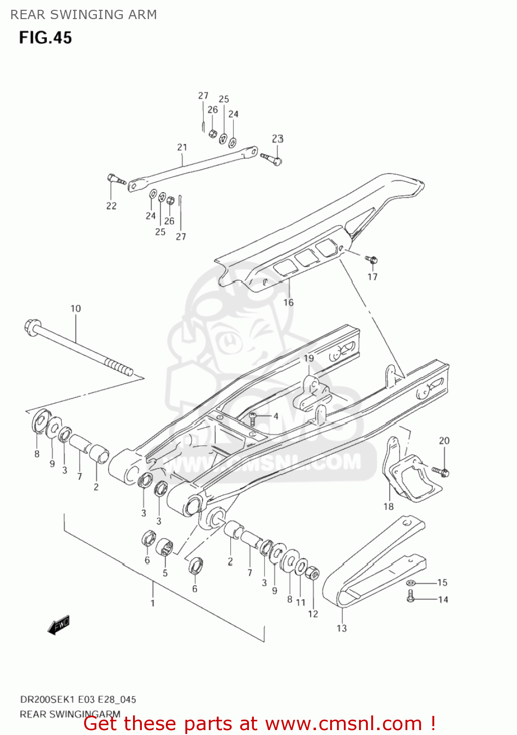 REAR SWINGING ARM DR200SE 2003 (K3) USA (E03)