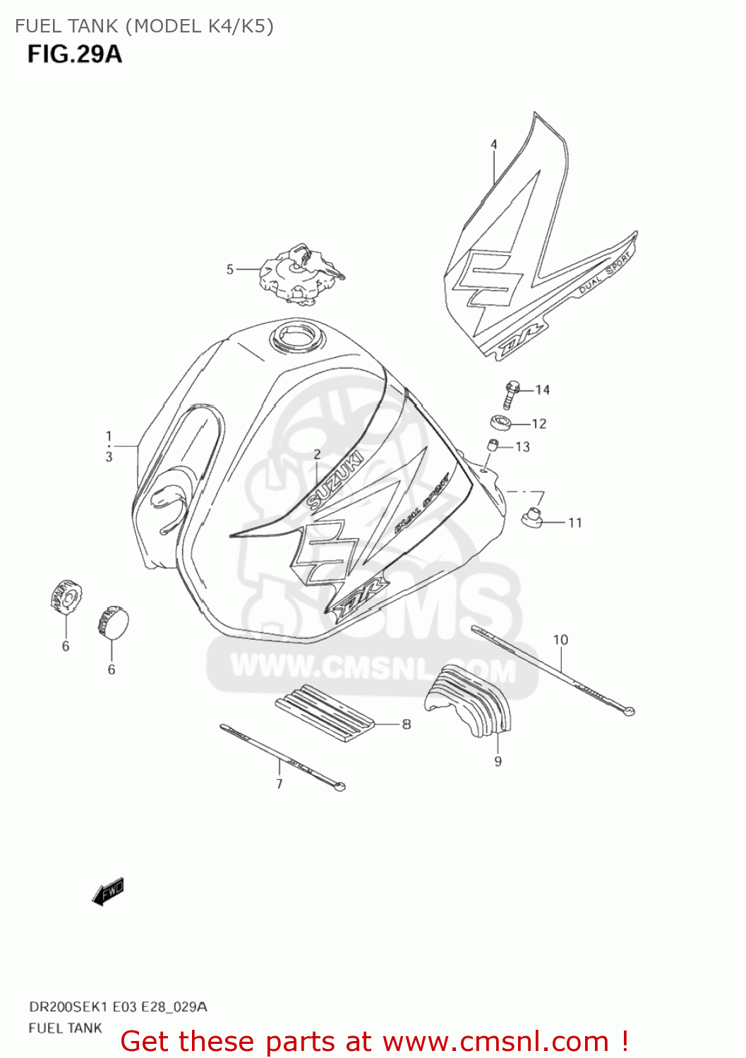 FUEL TANK (MODEL K4/K5) DR200SE 2004 (K4) USA (E03)