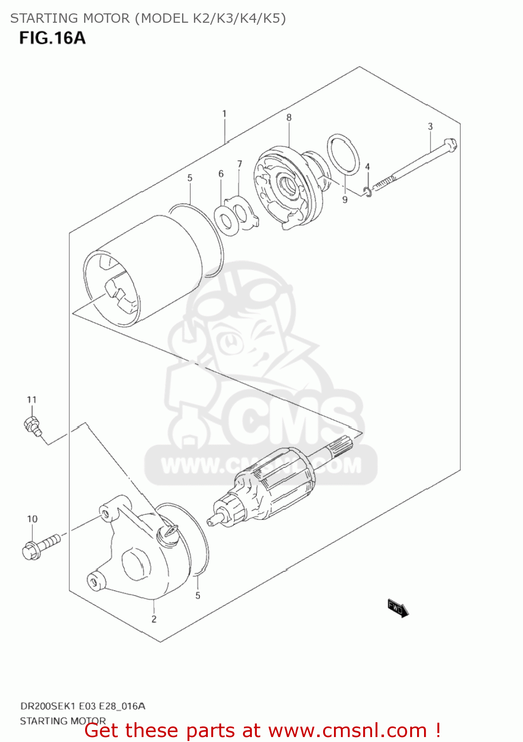 STARTING MOTOR (MODEL K2/K3/K4/K5) DR200SE 2004 (K4) USA (E03)