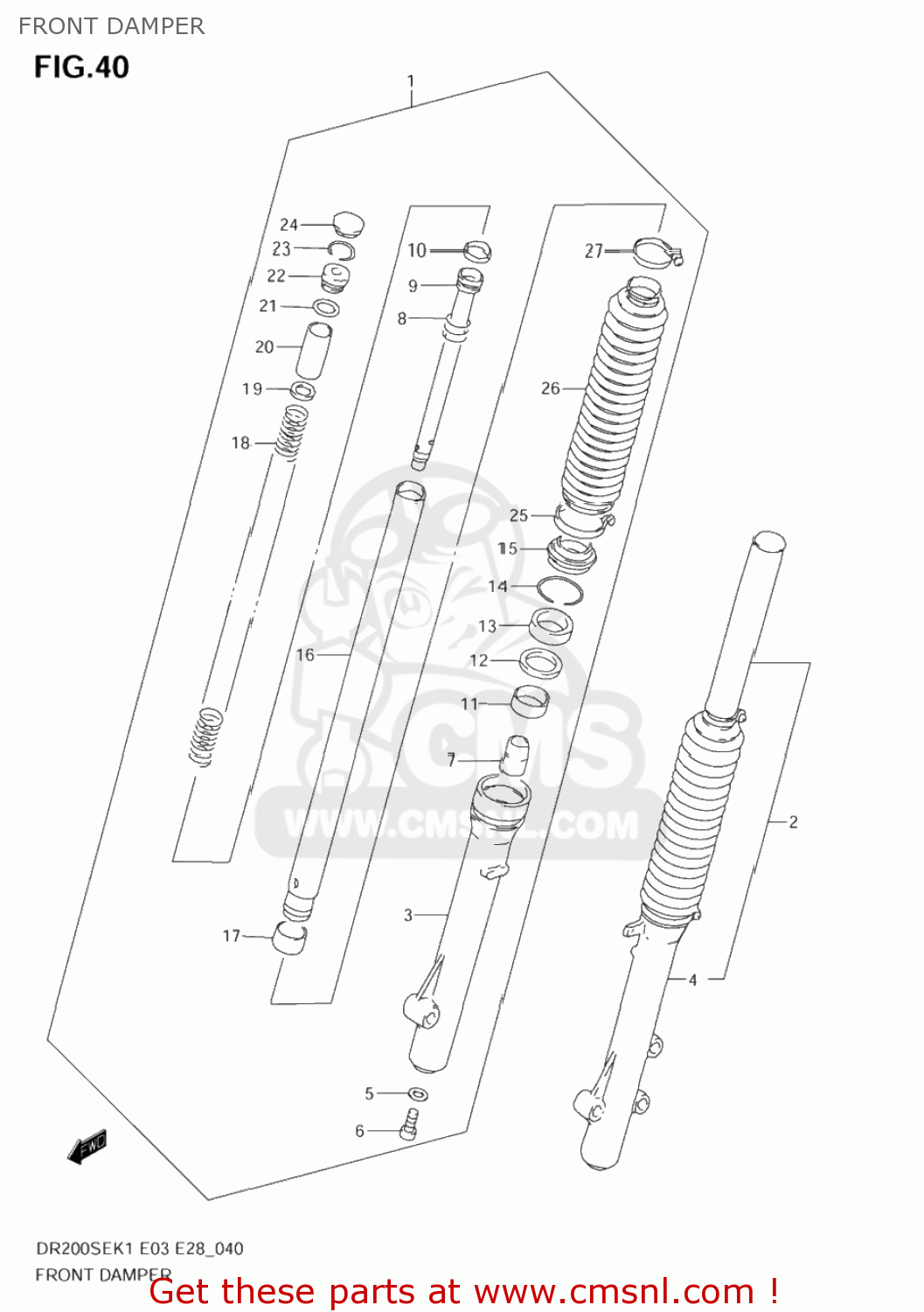 FRONT DAMPER DR200SE 2005 (K5) USA (E03)